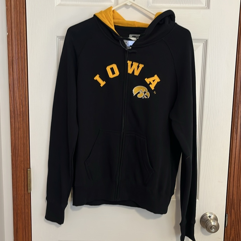 University of Iowa Hawkeyes Black Fleece Zip Up Jacket by Stadium Athletics, NWT